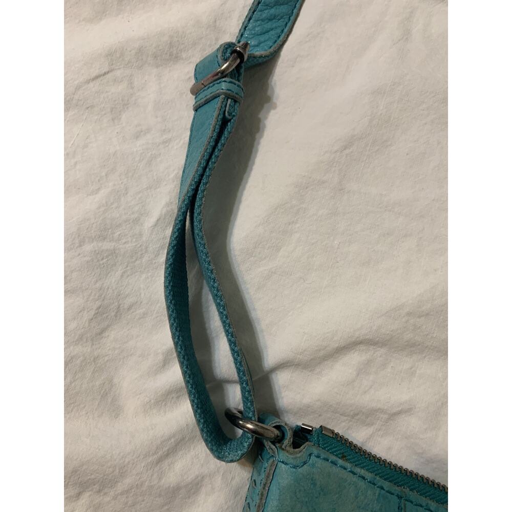 Lucky Brand Turquoise Crossbody Triple Zipper pockets Whipstitch Western Boho - Picture 8 of 12